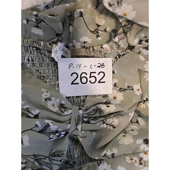 Green Floral Long Sleeve Boho Dress Cute Tiered peasant cottagecore flower power - Picture 6 of 9